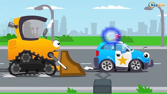 Çocuklar İçin Çizgi Filmin Bu Bölümünde Buldoze, Polis Arabasına Tuzak Kuran Yaramaz Yarış Arabasını Yakalıyor - Bedava Online İzleyin