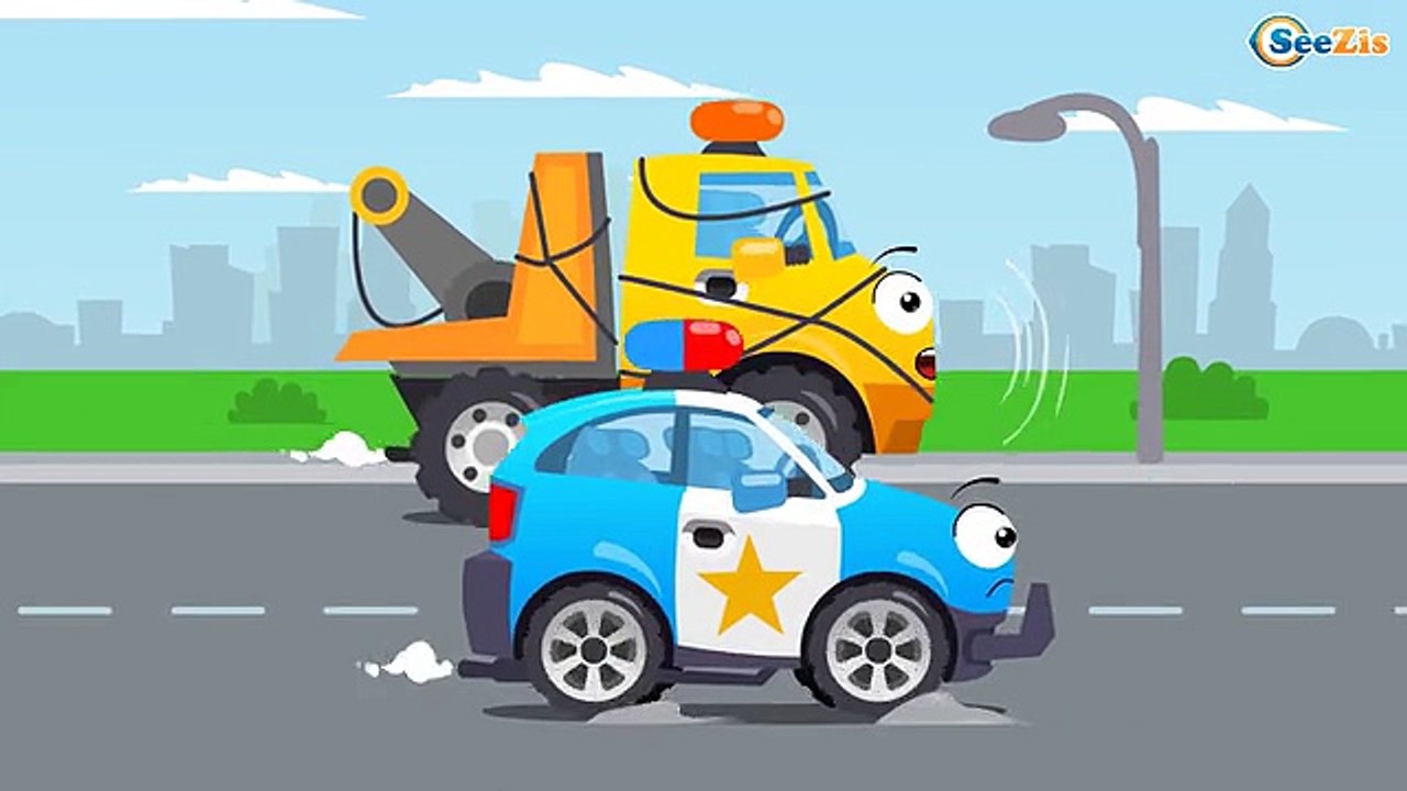 Polis Arabası Mor Canavar Kamyonu Kovalarken Vinci de Çekiyor Çocuklar İçin Çizgi Film - Online Bedava İzleyin