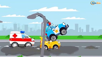 Çocuklar İçin Bedava Araba Çizgi Filmi - Birçok Kazaya Sebep Olan Mor Hırsız Arabanın Kahraman Polis Arabası tarafından Kovalandığı Online Videoyu İzleyin