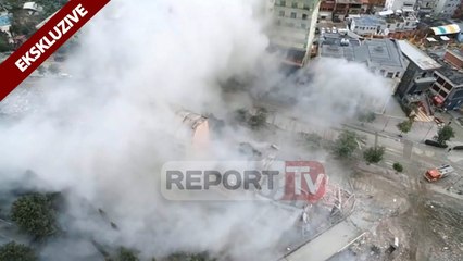 Report TV -  PAMJE EKSKLUZIVE ME DRON pas shperthimit të dy objekteve në FIer