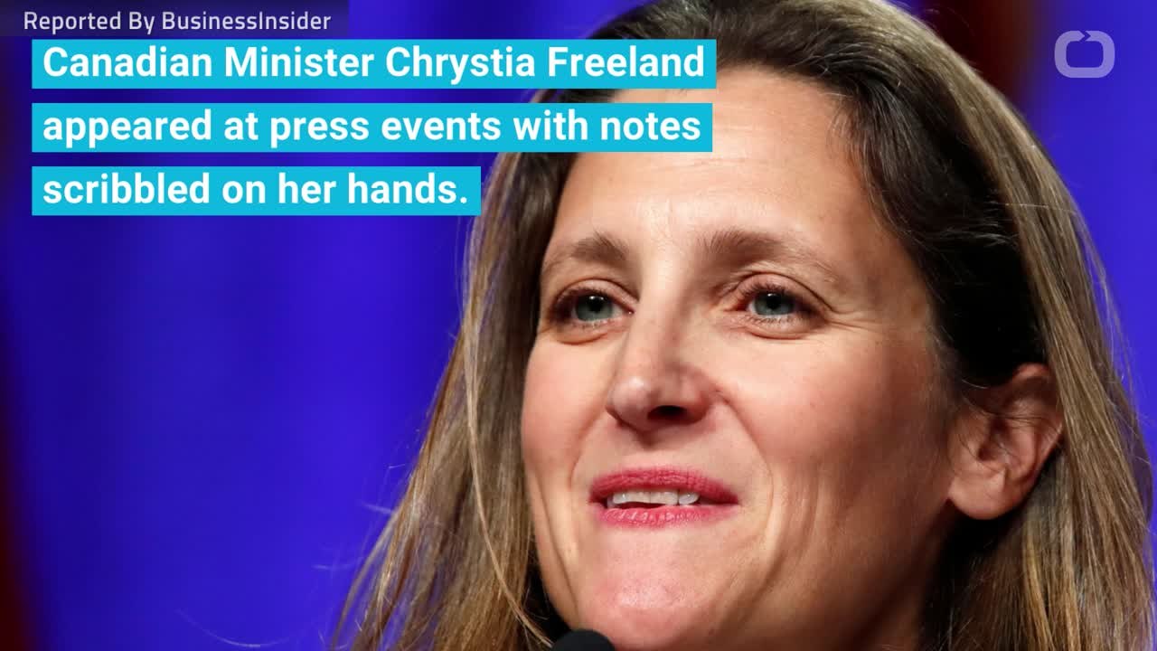 Canada's Foreign Minister Keeps Scribbling Notes On Her Hand