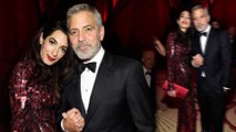 Met Gala 2018 afterparty: Amal Clooney changes into red mosaic sequined gown to party with husband George after wowing with 4ft train.