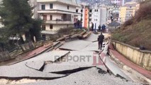 Report TV - Gjirokastër, pamjet e pallatit që rrëzikon shembjen, banorët nxirren jashtë