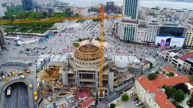 Taksim Camii inşaatında son durum havadan görüntülendi