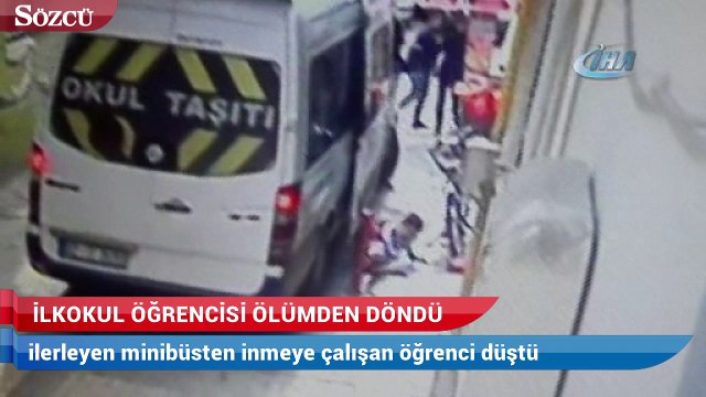 Hareket halindeki minibüsten inmeye çalışan ilkokul öğrencisi ölümden döndü