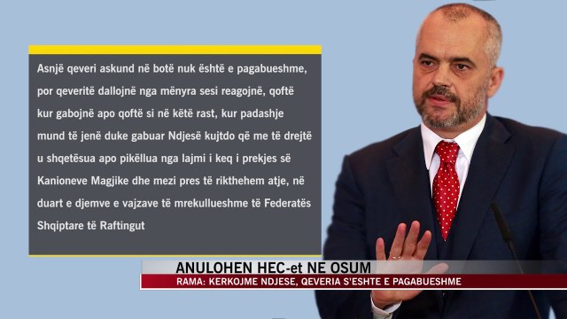 Rama: Kanionet e Skraparit nuk preken - News, Lajme - Vizion Plus