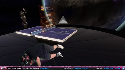 Jeu de ping pong virtuel  Un homme croyait qu'il pouvait s'appuyer sur la table XD