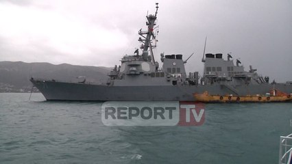 Report TV - Anija ushtarake amerikane "Ross" mbërrin në Portin e Vlorës