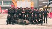 Hong Kong police pose with defused WWII bomb