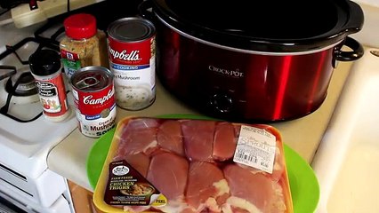 Easy Chicken Crock-Pot Slow Cooker Recipe~Chicken Thighs in Cream of Mushroom Soup