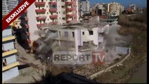 Report TV - Fier, pamjet me dron nga shembja me tritol e pallatit 4 katësh