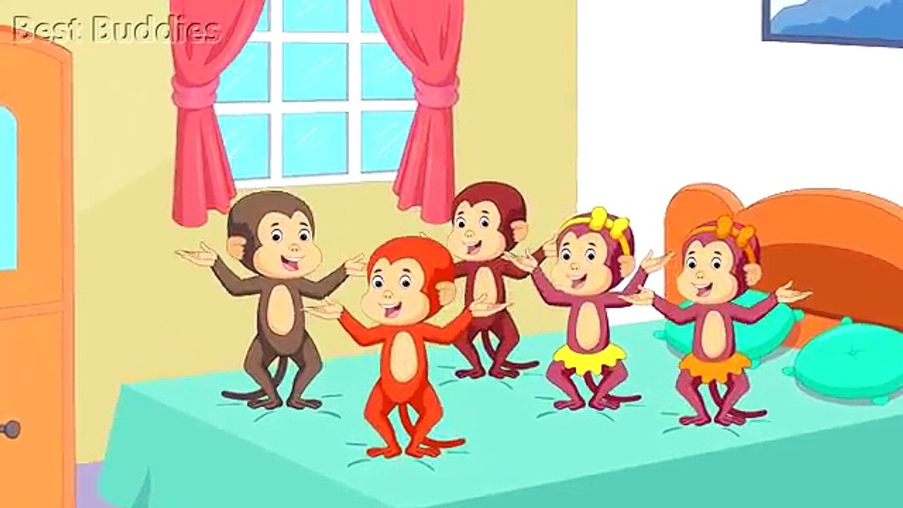 Five Little Monkeys Jumping On The Bed | Nursery Rhyme and Childrens Song | Best Buddies