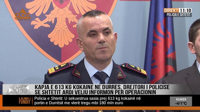 Policia e Shtetit: 180 milione Euro vlera e kokaines se kapur ne Durres, dy të arrestuar