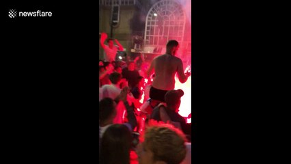 England fans in Colchester set off flare amid World Cup celebrations