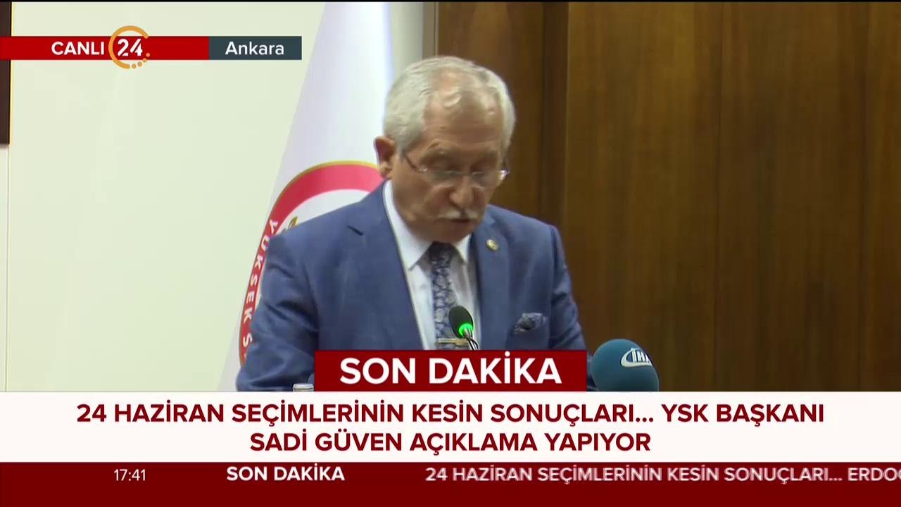 YSK Başkanı Sadi Güven açıklama yapıyor