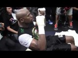 FLOYD MAYWEATHER SPEED BAG & ABS WORKOUT for manny pacquiao vs floyd mayweather