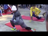 MANNY PACQUIAO LEG STRETCHES AFTER RUN & ABS WORKOUT for Manny Pacquiao vs Floyd Mayweather