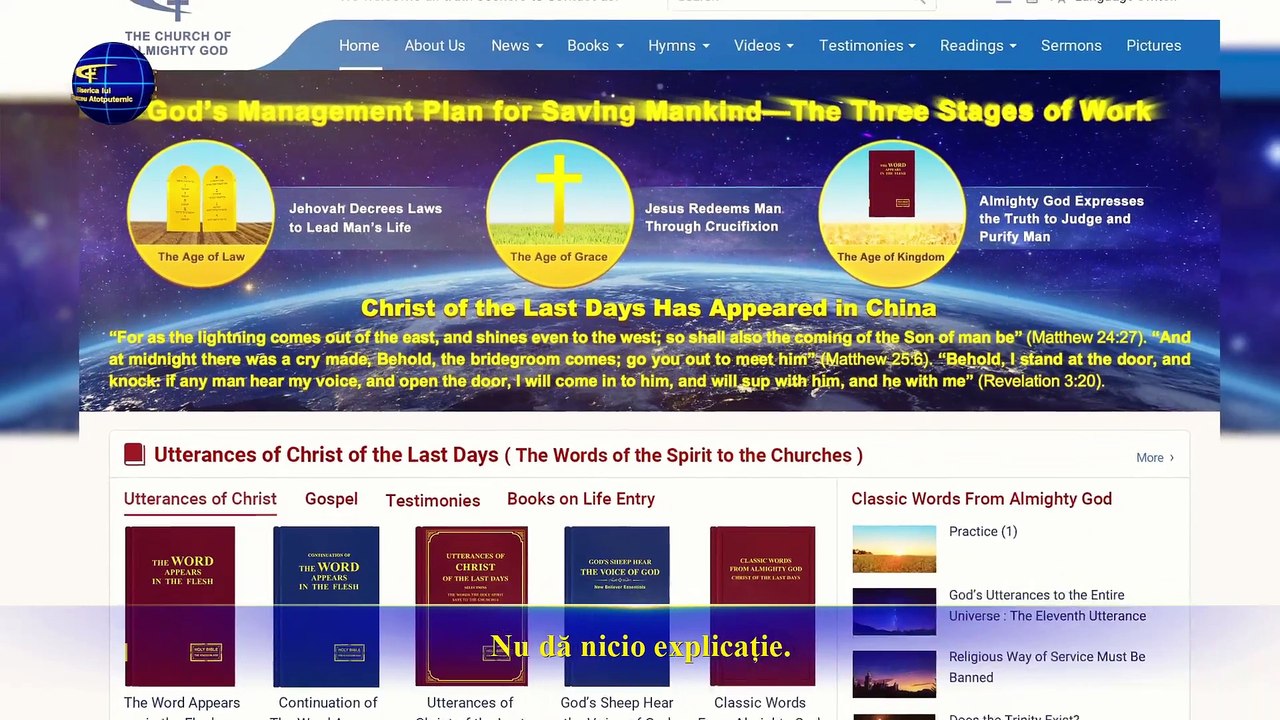 "Dumnezeu întrupat lucrează în tăcere pentru a salva omenirea" Cele mai frumoase cantari crestine