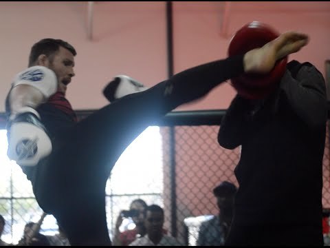 Michael Bisping KICKS TRAINER IN HEAD! workout vs Anderson Silva
