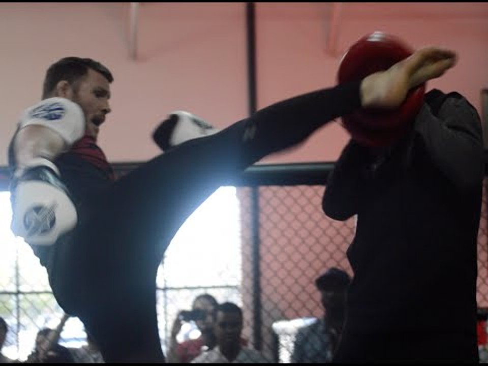Michael Bisping KICKS TRAINER IN HEAD! workout vs Anderson Silva