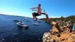 Outdoor Enthusiasts Jump Cliffs in Western Australia