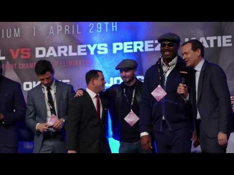 Lennox Lewis, Carl Froch & BOXING CELEBRITIES Interviewed before JOSHUA v KLITSCHKO WEIGH IN