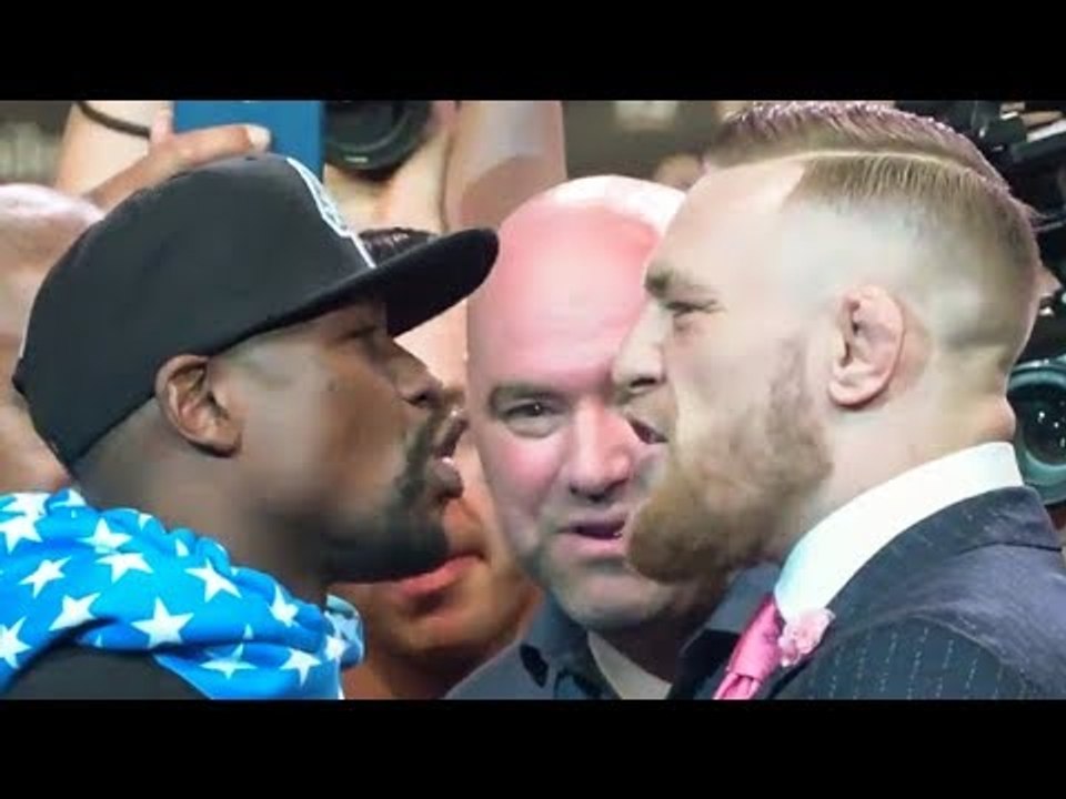 Floyd Mayweather vs Conor Mcgregor FACE OFF for first time in Los Angeles
