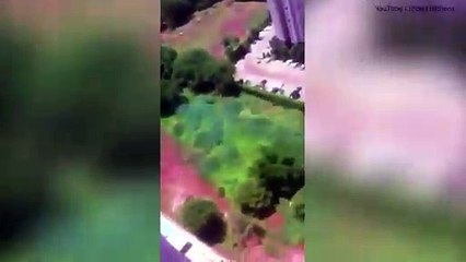 Man jumps off of his balcony wearing a parachute 'he bought  online'