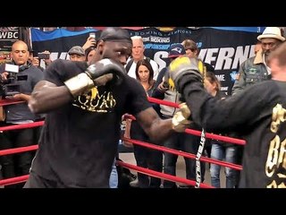 Deontay Wilder PAD WORK ahead of his clash with Bermane Stiverne  - "AJ dont jab like that"