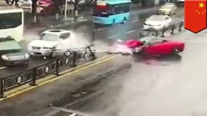 Chinese woman crashes Ferrari immediately after renting it