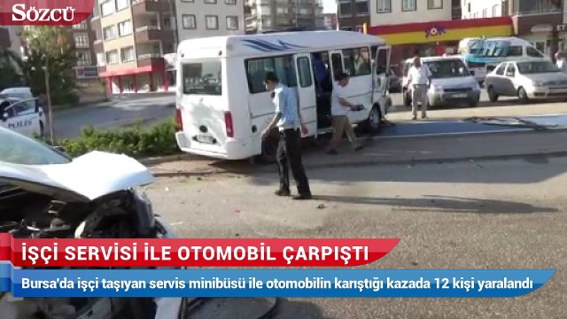 İşçi servisi ile otomobil çarpıştı