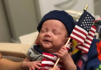 Premature Babies at Illinois Hospital Dressed in Red, White and Blue for Independence Day