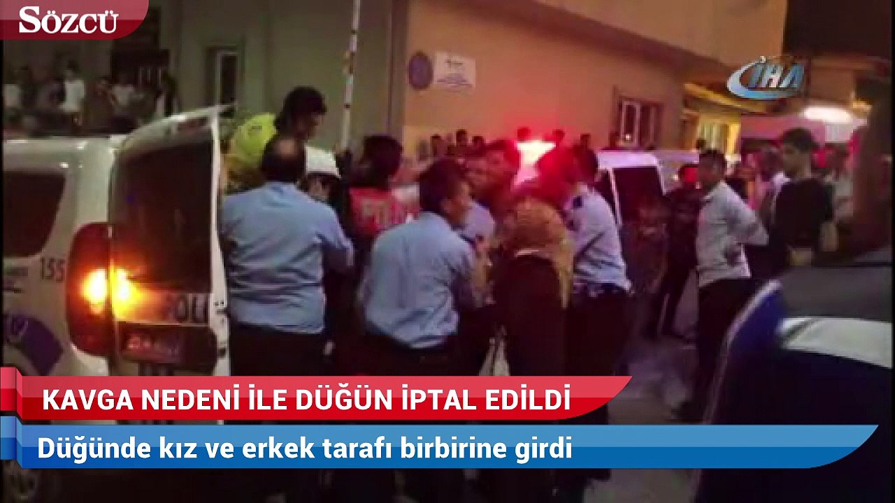 Kız tarafı ile erkek tarafı birbirine girdi düğün savaş alanına döndü