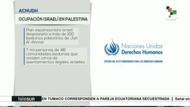 ONU insta a Israel a frenar plan de ocupación en aldea palestina