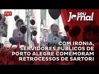 Com ironia, servidores públicos de Porto Alegre comemoram retrocessos de Sartori