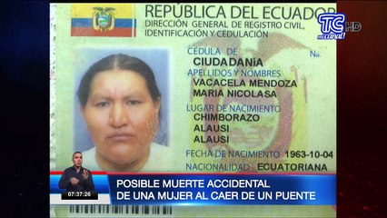Posible muerte accidental de una mujer al caer de un puente
