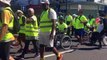 C’est l’arrivée de la 11ème étape à Saint Benoît du tour de l’île en fauteuil roulant accompagné par les tambours bénédictins de #Runhanditour avec un accueil d