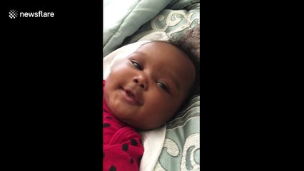 Five-month-old baby says "hello"