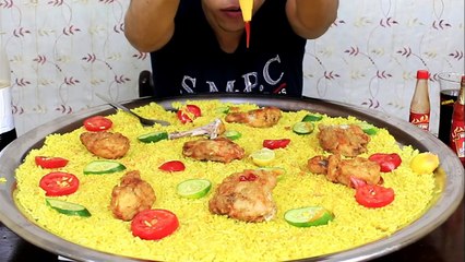 تحدي الكبسة السعودي الحارة ضد الدجاج الكوري اكبر كمية في العالم والعقاب قص الشعرر