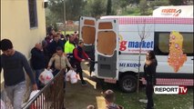 Report TV - Big Market shpërndan ndihma për banorët e përmbytur në Shkodër