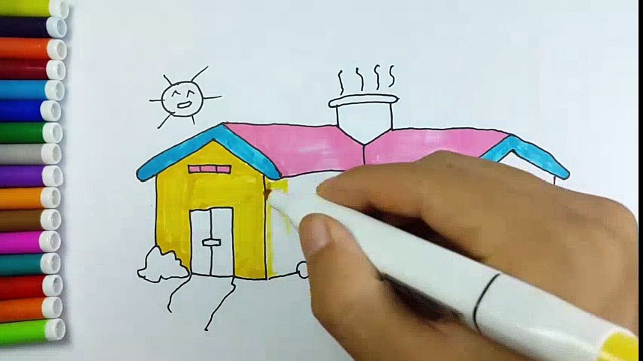 Learning Colors for Kids with 3D House Courtyard Coloring Pages