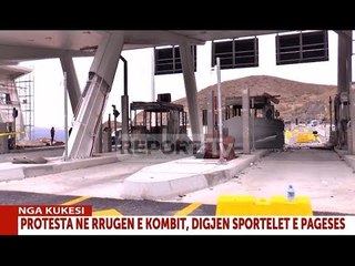 Report TV - Gurë, shkrumb e hi, ja çfarë ka mbetur pas nga protesta e sotme në Rrugën e Kombit