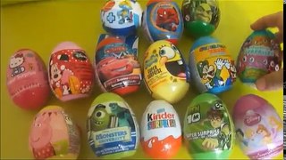 Surprise eggs unboxing Kinder Surprise disney egg toy surprise Spongebob Smurfs Hello Kitty Cars 2