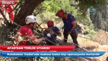 Fethiye’de uçurumda mahsur kalan tatilci kurtarıldı