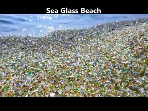 Voici la plage glass beach , couverte de verre de mer magnifique