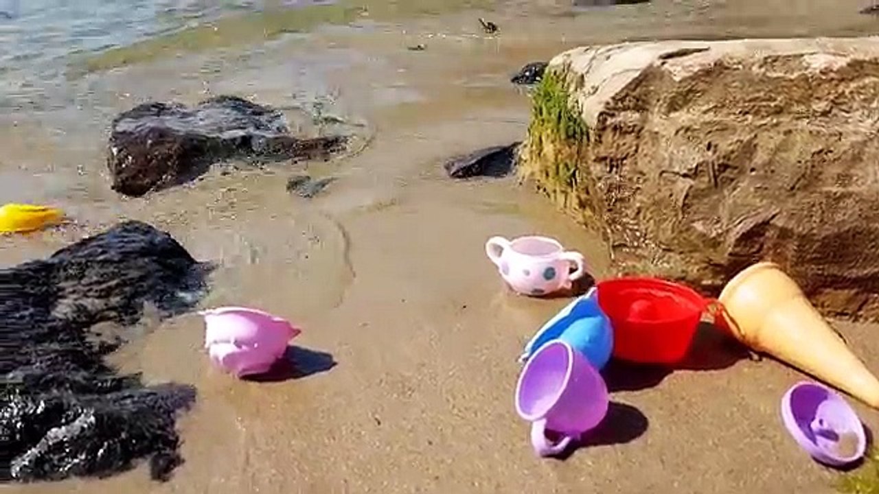 Kids playing on the beach with sand and toys. Video compilation 2017