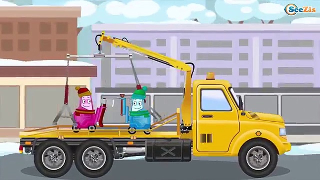 CAMION DE POMPIERS - Dessin animé. Gros véhicules pour enfants!