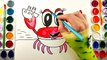 Coloring Page How to Draw and Coloring Funny Crab | Colouring Videos for Kids