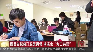[中国新闻]国民党拟修订政策纲领 将深化“九二共识” | CCTV-4