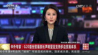 [中国新闻]中外专家：G20首份贸易部长声明坚定支持多边贸易体系 | CCTV-4